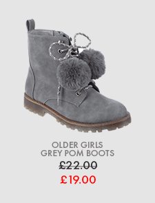 Older Girls Grey Pom Boots