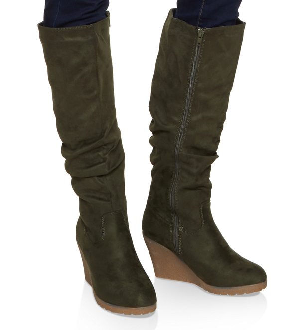 Tall Ruched Wedge Boots