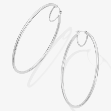 Tube Hoop Earrings 10K White Gold