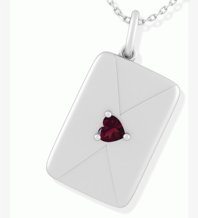 Birthstone Envelope Hidden Message Necklace (1 Stone)