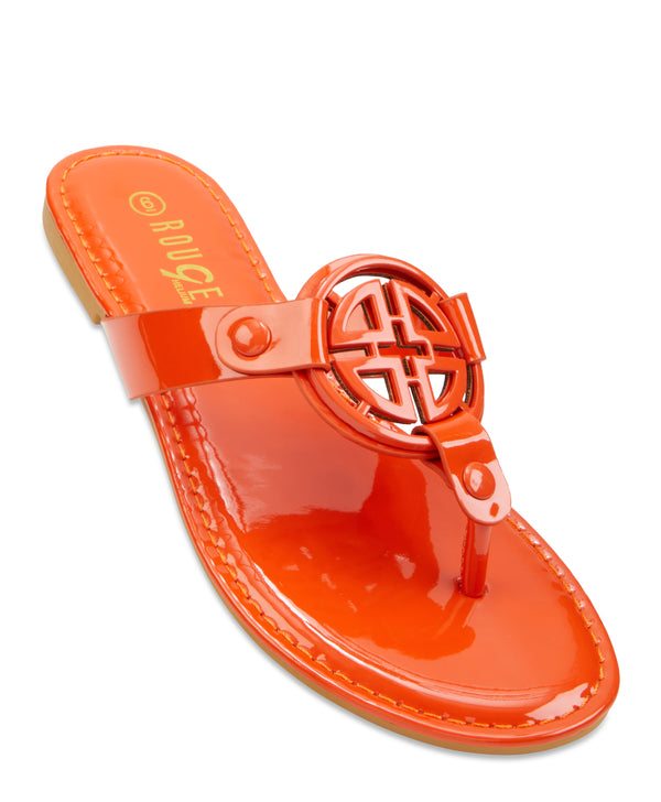 Geometric Pendant Thong Slide Sandals