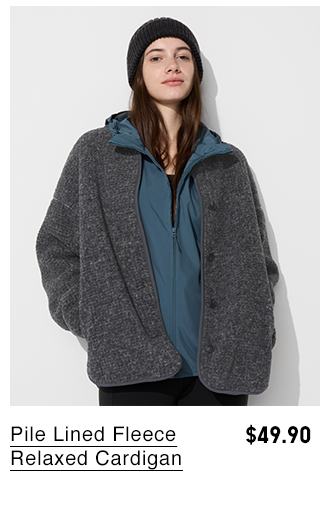 PDP2 - WOMEN PILE LINED FLEECE RELXED CARDIGAN