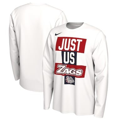 Gonzaga Bulldogs Nike 2021 Postseason Basketball JUST US Bench Legend Long Sleeve T-Shirt - White