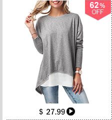 Long Sleeve Button Back Patchwork T Shirt