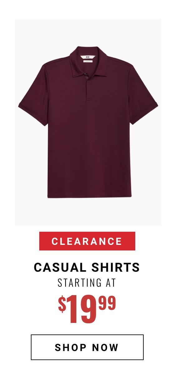 Clearance Casual Shirts Starting at 19.99