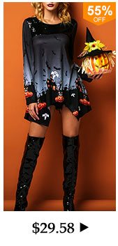 Pumpkin and Bat Print Sequin Embellished Halloween T Shirt