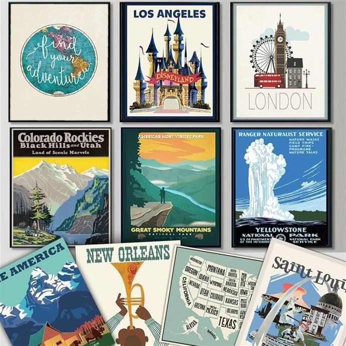 Lg. Vintage Travel Prints
