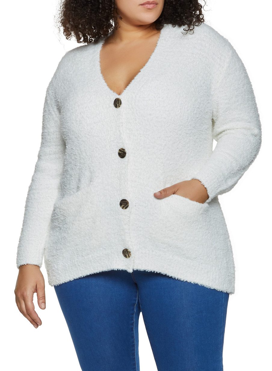 Plus Size Sherpa Cardigan