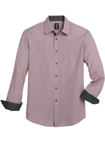 Michael Strahan Modern Fit Sport Shirt Red Stripe