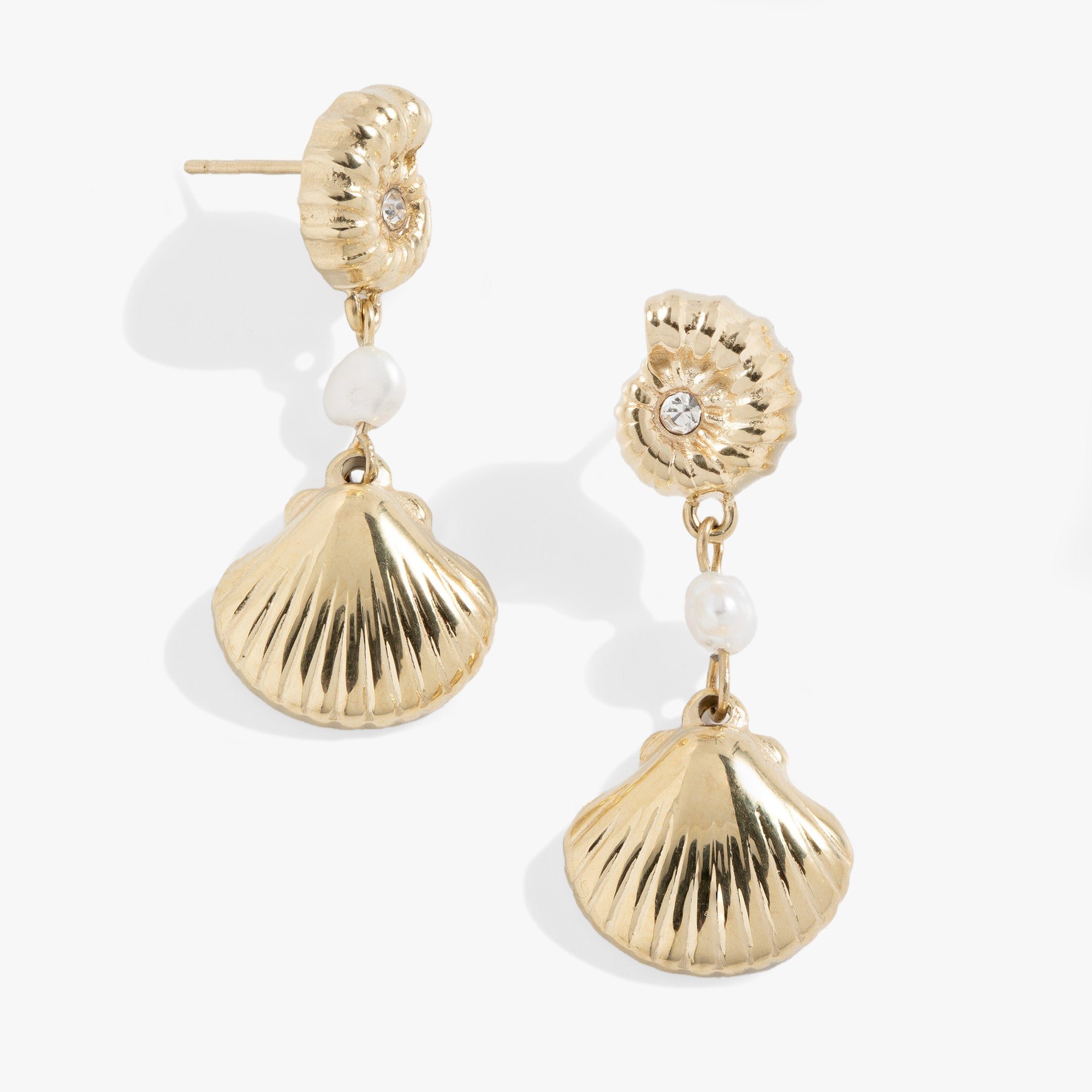 Image of Scallop Seashell Drop Earrings