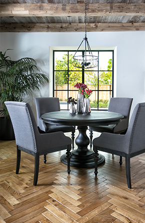 Caira Black Round Dining Table