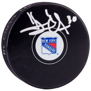 Henrik Lundqvist Autographed Team Logo Hockey Puck - Steiner Sports