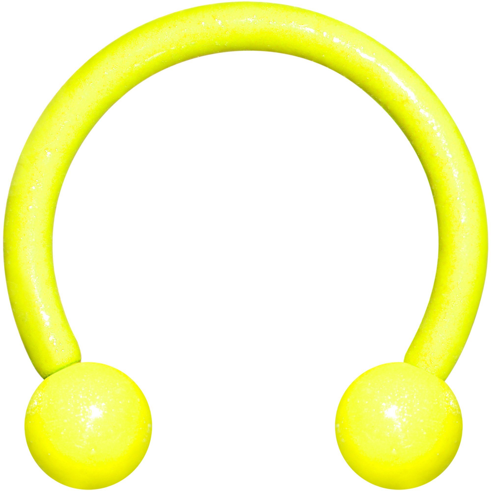 16 Gauge 3/8 Yellow Glow in the Dark Horseshoe Circular Barbell