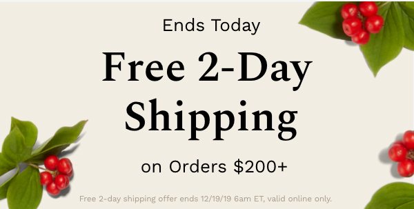 Ends Today | Free 2-Day Shipping on orders $200+