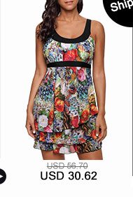 Printed Layered Scoop Back One Piece Swimdress