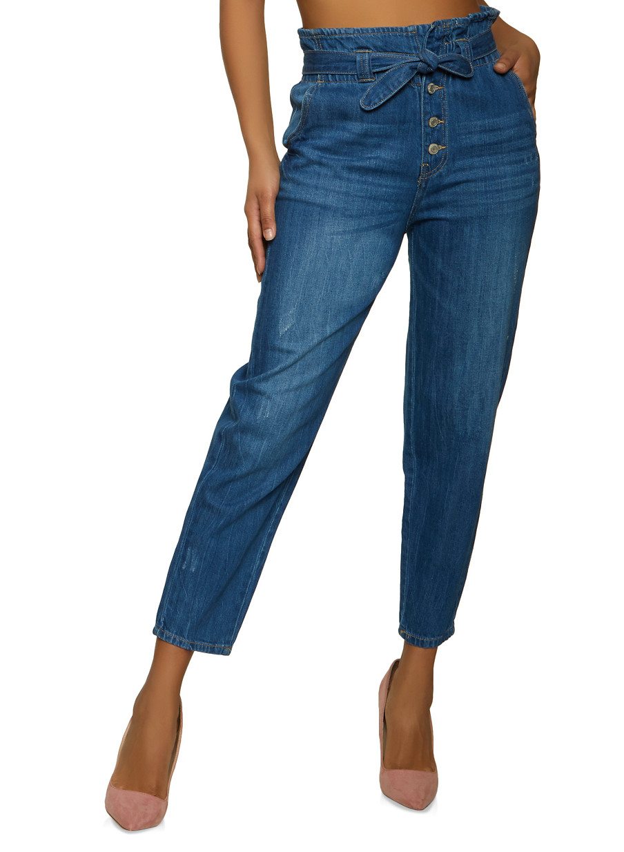 WAX Belted Paper Bag Waist Jeans