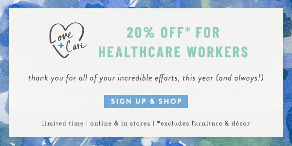 20% off for Healthcare Workers.
