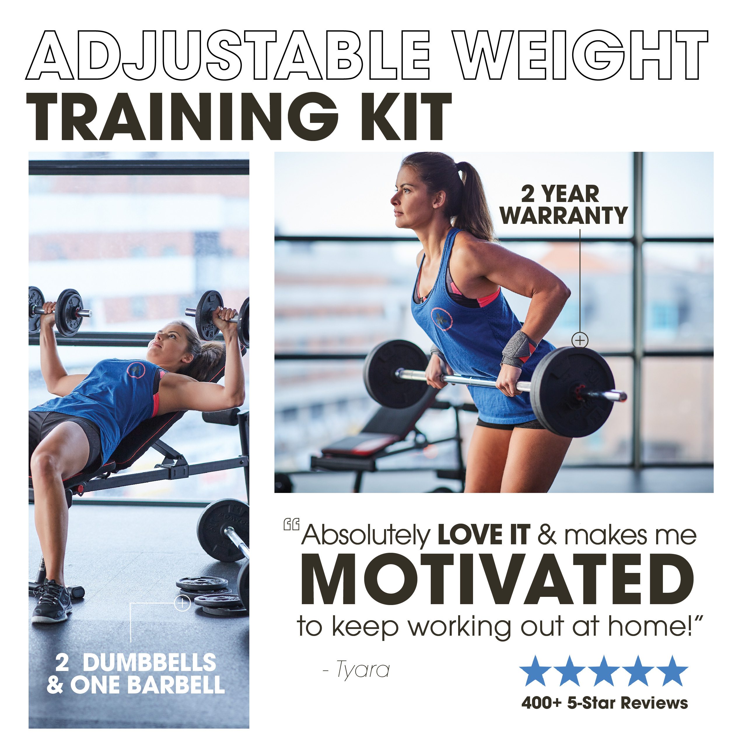 110lb Weight Training Dumbbell and Barbell Kit