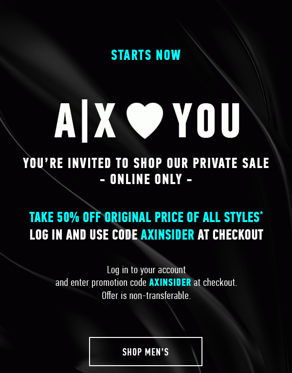 You're Invited: Shop The Private Sale - Armani Exchange Email Archive