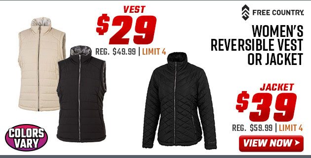 ''Free Country Reversible Women's Jacket or Vest Jacket $39 Vest $29''