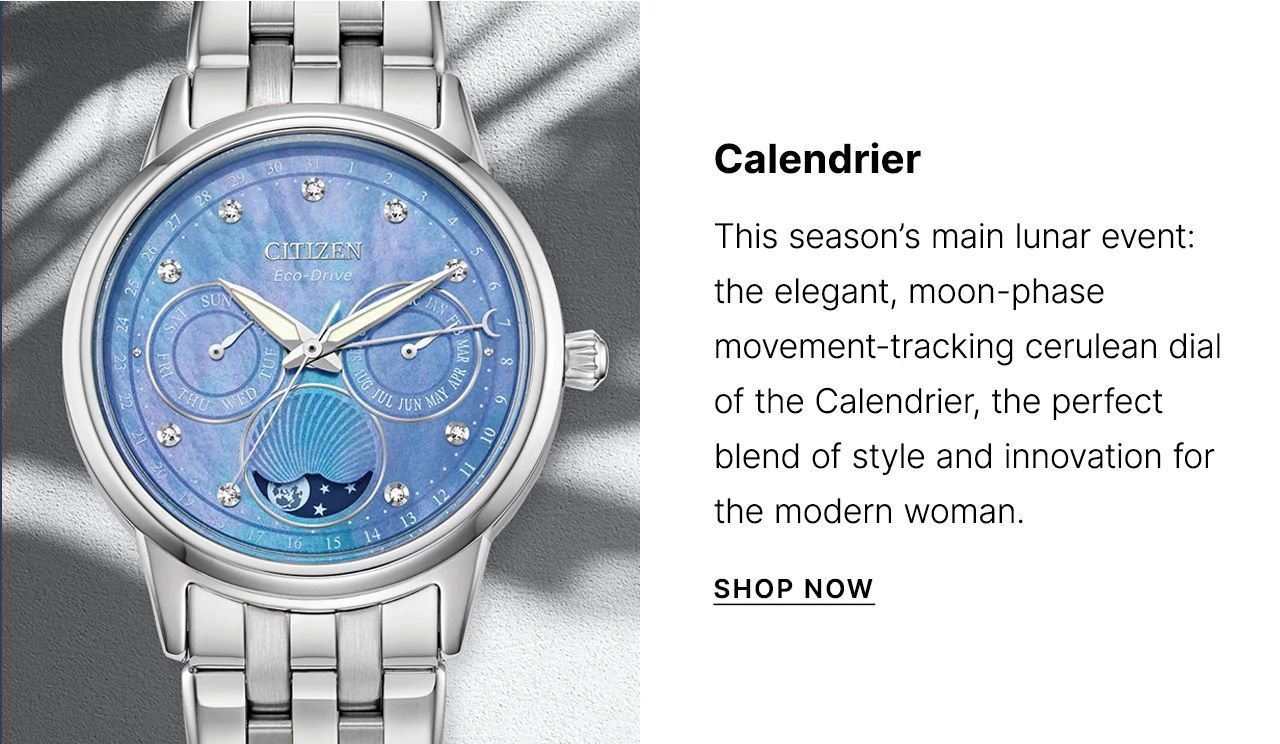 This season’s main lunar event: the elegant, moon-phase movement-tracking cerulean dial of the Calendrier, the perfect blend of style and innovation for the modern woman. 