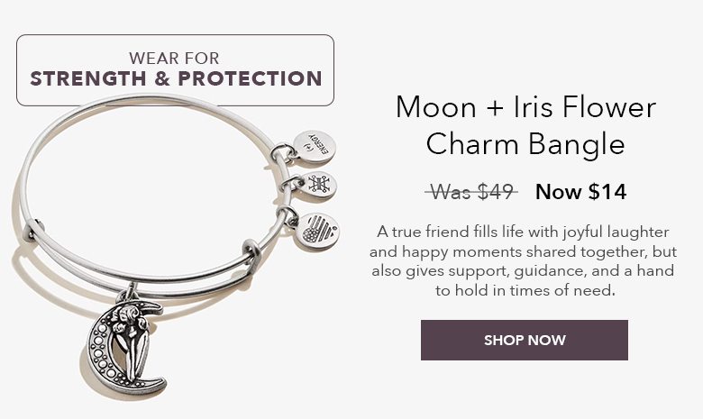 Moon + Iris Flower Charm Bangle | Shop Now