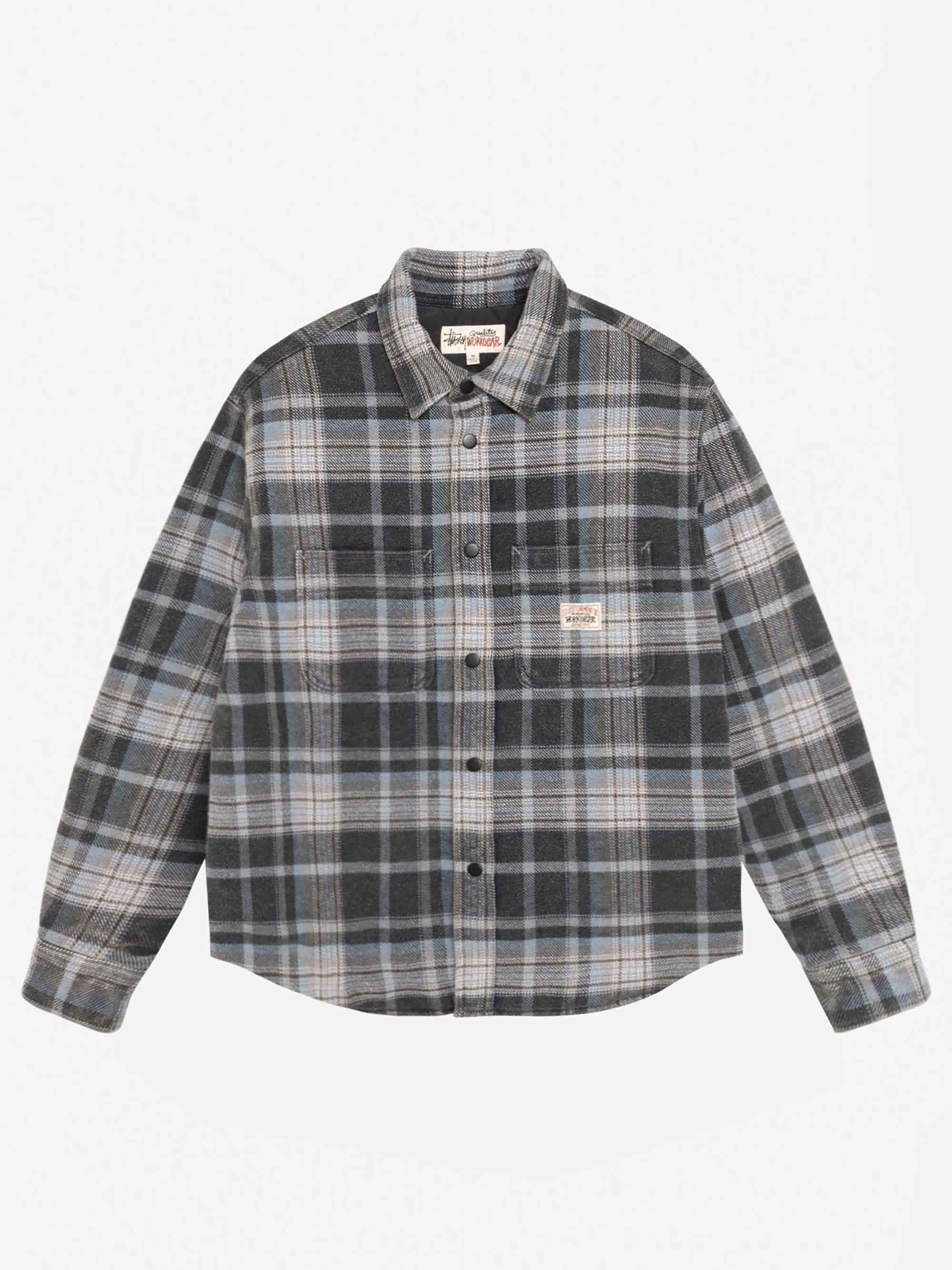 Image of Stussy Heavy Washed Plaid Shirt - Blue