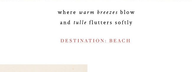 where warm breezes blow and tulle flutters softly. destination: beach