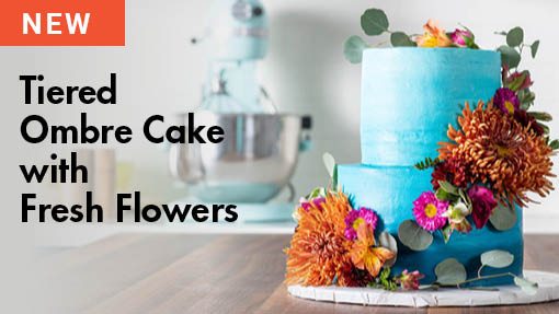 Tiered Ombre Cake with Fresh Flowers