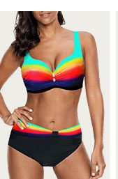 Strappy Dazzle Color High Waist Bikini Set