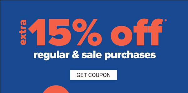 Extra 15% off Regular & Sale Purchases - Get Coupon