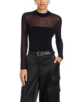 Sheer Knit Mock Neck Top - Exclusive 