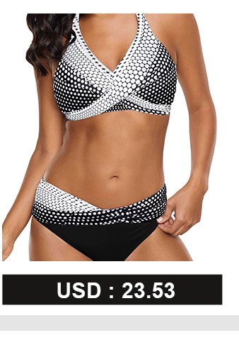 Halter Neck Polka Dot Print Bikini Set