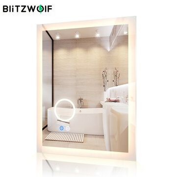 BlitzWolf-SML1 EU Smart Mirror 80 x 60cm Temperatures & Dimmable Adjustable Touch Sensor Switches Anti-fogging Mirror with Light for Bathroom Bedroom