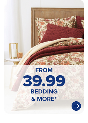 A red, pink and beige floral bedspread. From 39.99 bedding and more.