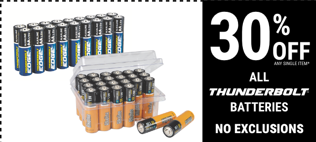 30% off All Thunderbolt Batteries