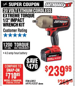 20V Max Lithium 1/2 in. Cordless Xtreme Torque Impact Wrench Kit