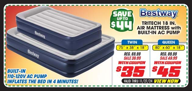 Bestway Tritech Air Mattress 18'' with Built-in AC Pump