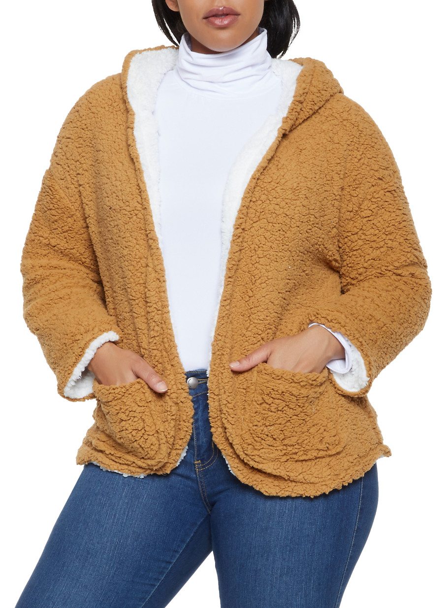 Plus Size Reversible Sherpa Jacket