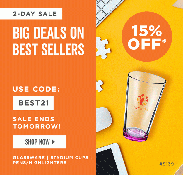 Big Deals on Best Sellers | 15% Off Best Sellers | Use Code: BEST21 | Shop Now | Discount applies to glassware, stadium cups and pens/highlighters.