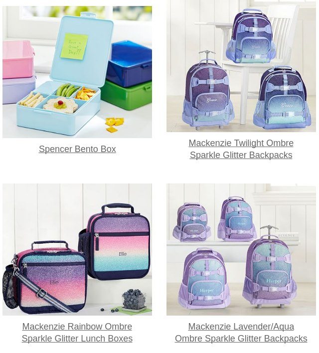 Mackenzie Rainbow Ombre Sparkle Glitter Lunch Boxes