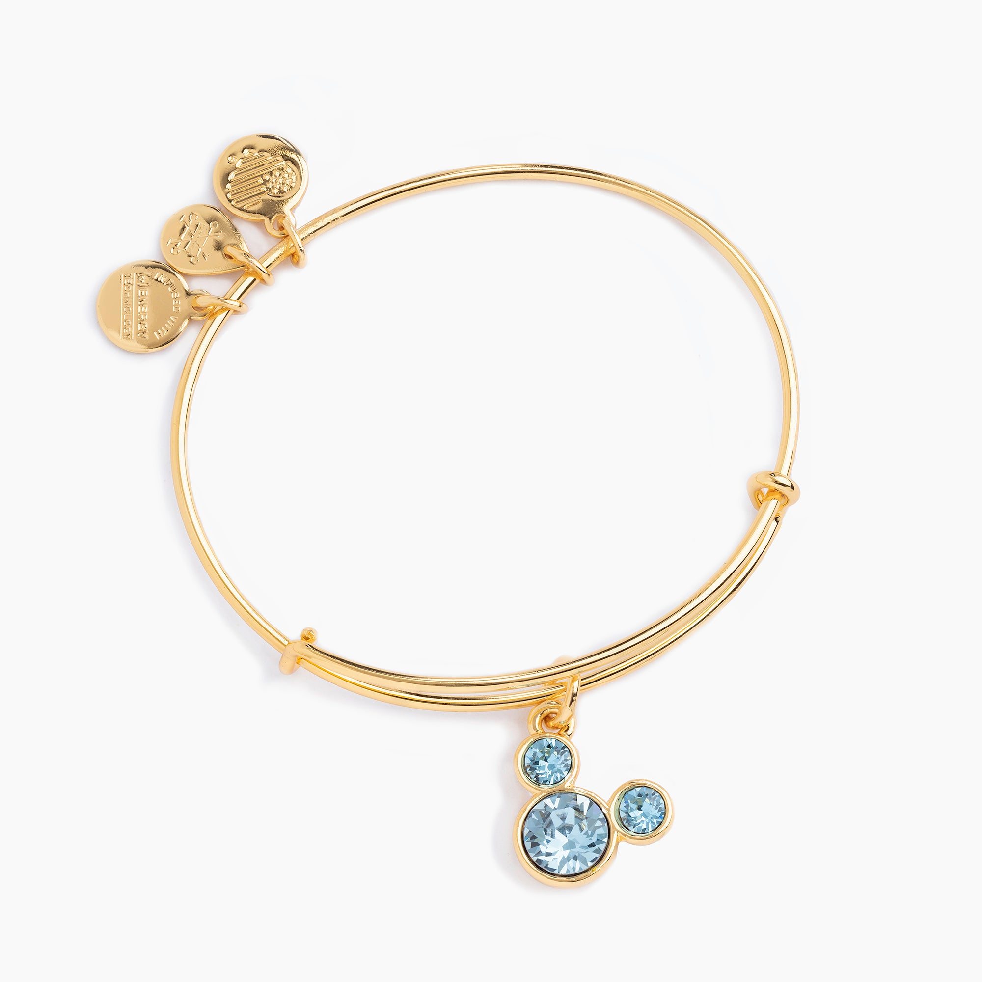 Disney® Mickey Mouse Charm Bangle, Aquamarine Crystal