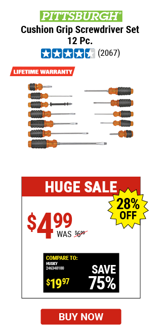 Cushion Grip Screwdriver Set, 12 Pc.