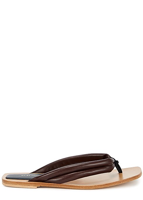 DRIES VAN NOTEN
Dark brown leather flip flops
