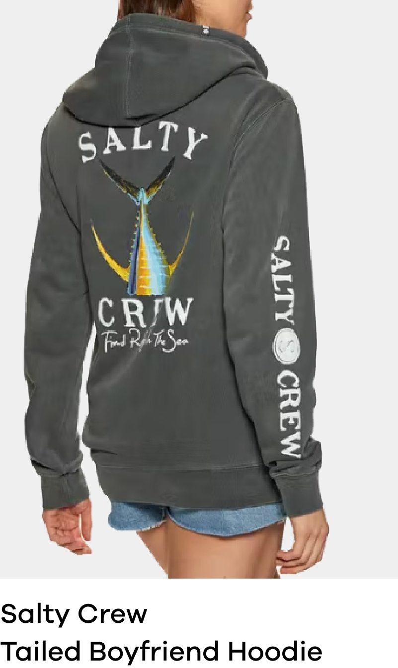 Salty Crew Tailed Boyfriend Hoodie Faded Black