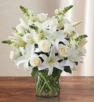 Classic All White Arrangement(tm) for Sympathy Same-Day Local Florist Delivery SHOP NOW