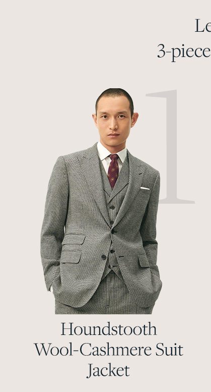 Houndstooth Wool-Cashmere Suit Jacket