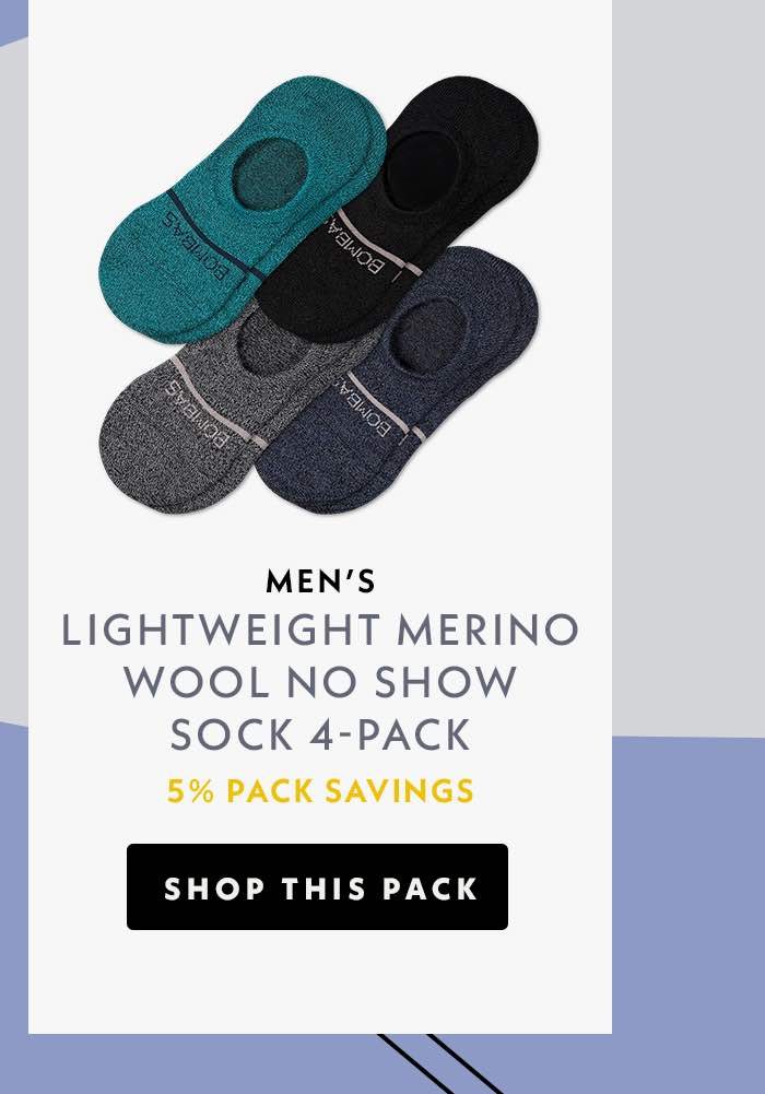 Men's Lightweight Merino Wool No Show Sock 4-Pack. Shop This Pack