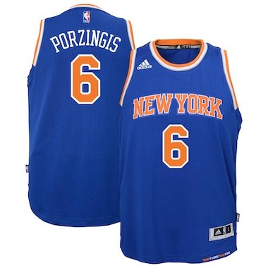 Youth adidas Kristaps Porzingis Blue New York Knicks Road 2014-2015 Swingman Jersey