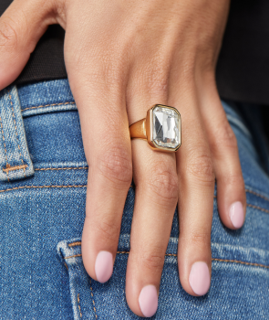 Emerald Cut Crystal Ring